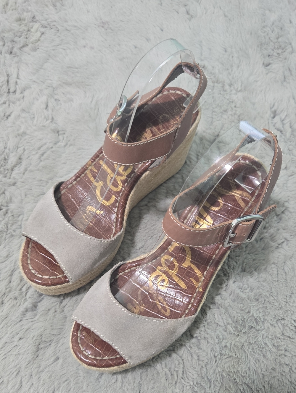 Sam Edelman Dimitree espadrille taupe brown wedge sandals size 8